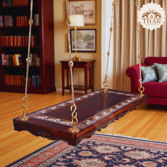Thar Arts & Furniture - Rosewood Swing with Handmade Elephant art Design