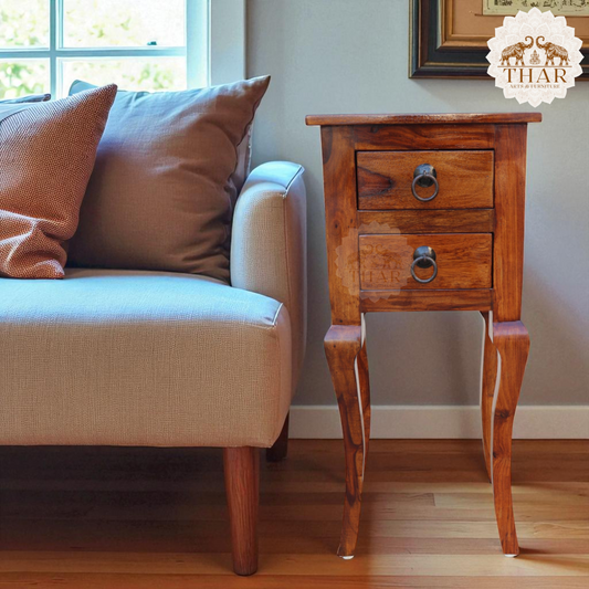 Thar Arts And Furniture -Solid Sheesham Wood Side Table / stool with storage