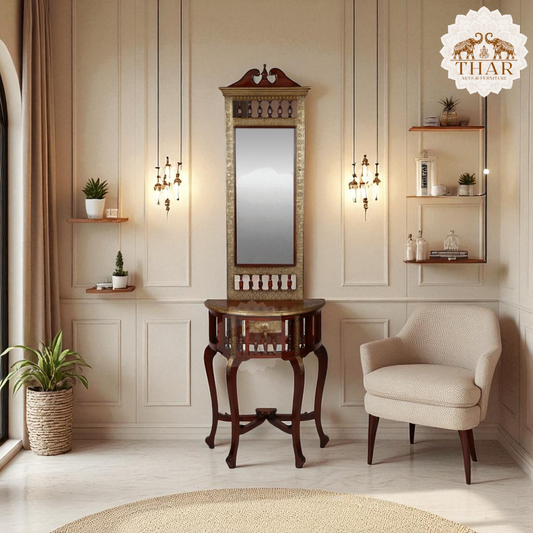 Thar Arts And Furniture - Dressing Table with Mirror and Small Storage Cabinet