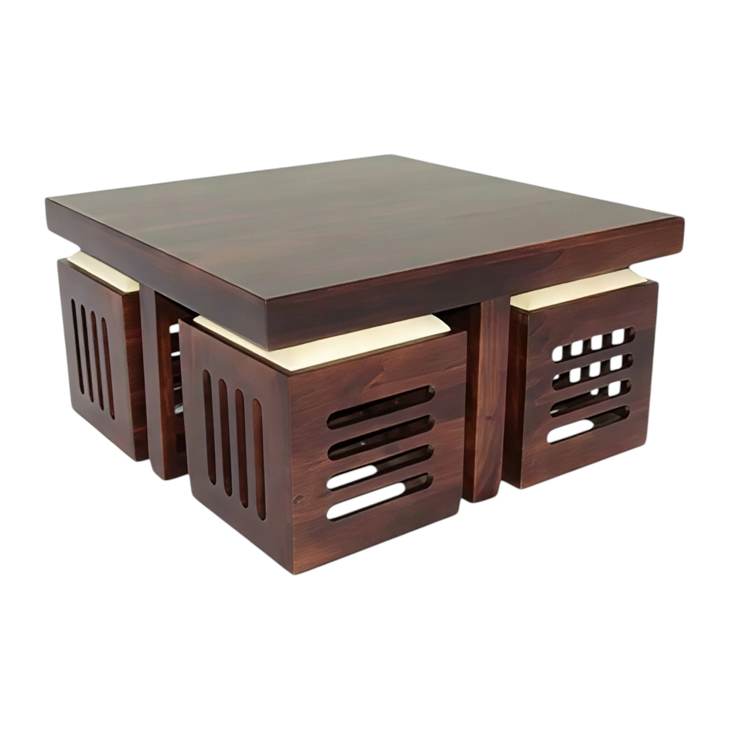 Thar Arts And Furniture - Sheesham Wood 4 Seater Coffee Table with Stool Set
