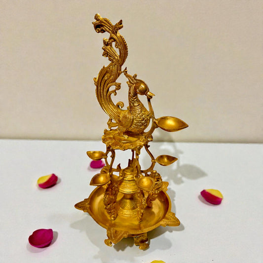 Brass Fine Bird Lamp - Decorative Pooja & Home Decor | Thar Arts & Furniture