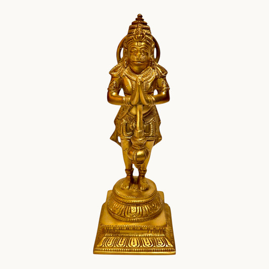 Thar Arts And Furniture - Handcrafted Brass Hanuman Idol | Standing Murti for Pooja Room & Spiritual Décor