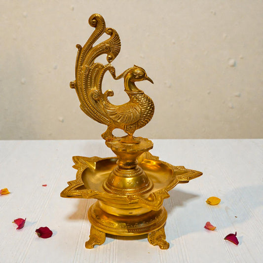 Brass Anna Bird 5-Deepak Lamp – Decorative Pooja & Home Décor | Thar Arts & Furniture