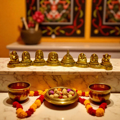 Thar Arts And Furniture - Brass Ashata Ganehsa Idols