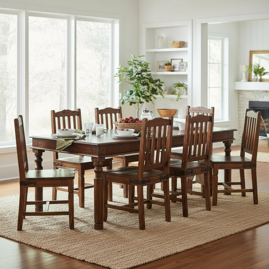 Solid Sheesham Wood Dining Table Set – 6 Seater | Traditional Chair Design | Thar Arts & Furniture