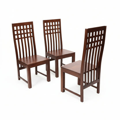 Solid Sheesham Wood Dining Table Set with High-Back Lattice Chairs – 4 Seater | Thar Arts & Furniture