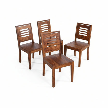 Solid Sheesham Wood Dining Table Set – 6 Seater | Modern Slatted-Back Chair Design | Thar Arts & Furniture