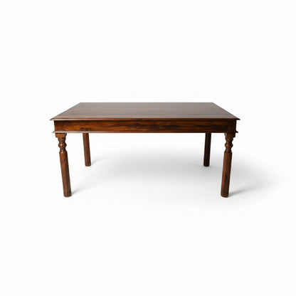 Solid Sheesham Wood Dining Table Set with Metal Mesh Back Chairs – 6 Seater | Industrial Traditional Fusion | Thar Arts & Furniture