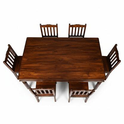 Solid Sheesham Wood Dining Table Set – 6 Seater | Traditional Chair Design | Thar Arts & Furniture