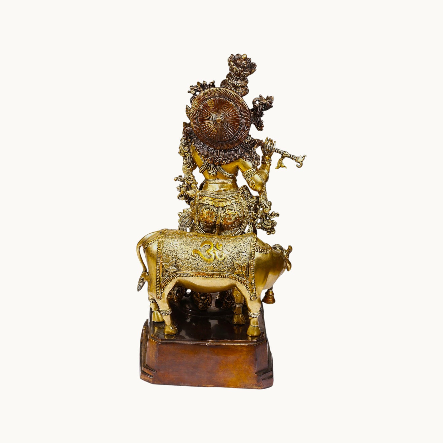 Thar Arts And Furniture - Brass Krishna Statue With Base work