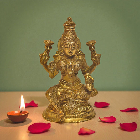 Thar Arts And Furniture - Laxmi Brass Idol for Pooja Room