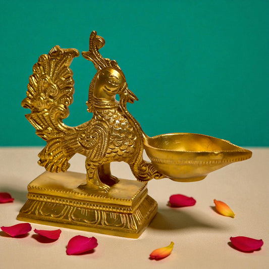 Thar Arts And Furniture - Brass Bird Diya With Thick Base