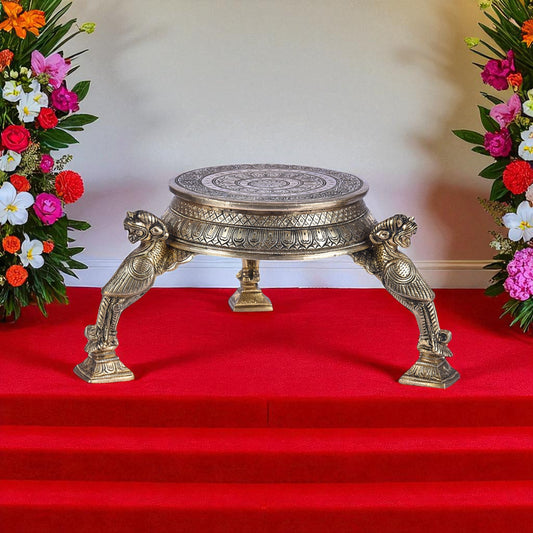 Thar Arts And Furniture - Brass Yali Chowki