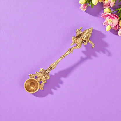 Thar Arts And Furniture - Brass Hawan Spoon with Ganesha Design